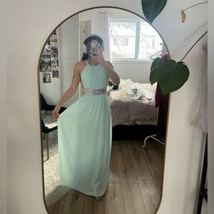 Mint Green Halter Dress (1861, MTL) - Prom Dress - Large